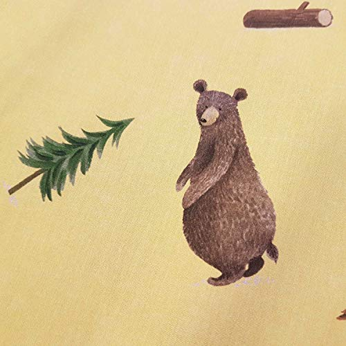 Stoff Baumwollstoff Meterwarelindgrün Bär Teddy gelb Percal Kleiderstoff Wald Dekostoff Gardinenstoff Kleiderstoff
