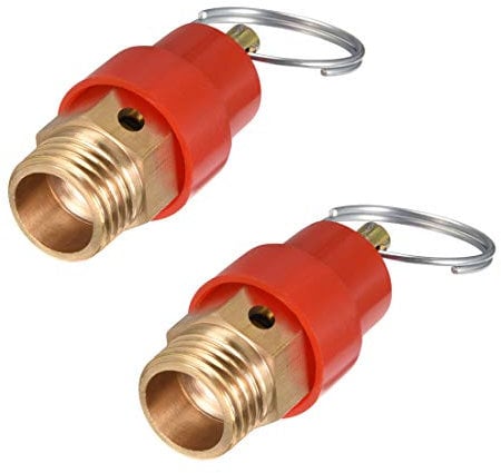 sourcing map Safety Valve Air Compressor Pressure Relief Valve, 1/4 BSP Male, 0.8Mpa Set Pressure, Red Hat, 2Pack
