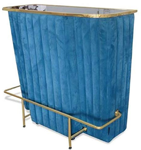 Casa Padrino Luxus Bartresen Blau/Gold 120 x 48 x H. 105 cm - Theke mit Glassplatte und Fußablage - Barschrank - Barmöbel - Luxus Qualität
