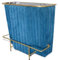 Casa Padrino Luxus Bartresen Blau/Gold 120 x 48 x H. 105 cm - Theke mit Glassplatte und Fußablage - Barschrank - Barmöbel - Luxus Qualität
