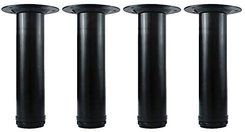 QLLY Furniture Legs, 8 Inch Adjustable Metal Furniture Legs, Replacement Feet for Sofa Chair Ottoman Cabinet (Black, 4 Pack)