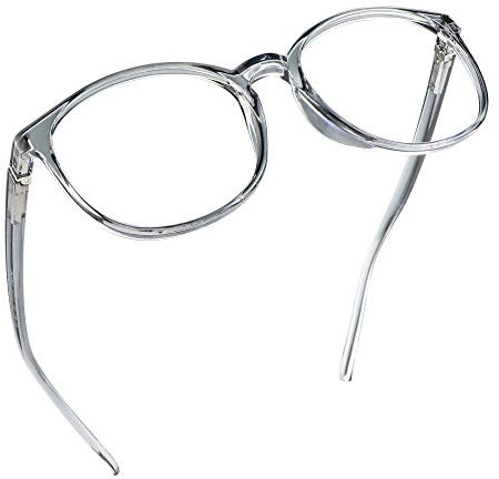 LifeArt Blue Light Blocking Glasses, Computer Reading Glasses with Spring Hinge, Gaming Glasses, TV Glasses for Women and Men, Anti Glare (Clear Grey, No Magnification)