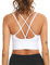 Sykooria Sport BH Damen Gepolstert Bustier ohne Bügel Spaghettiträger Cross Back Design Push Up für Yoga Fitness, Weiß M