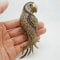 BAJIE Brosche Jugendstil Papagei Vogel Goldton Anhänger Brosche Pin Braun Kristall Strass