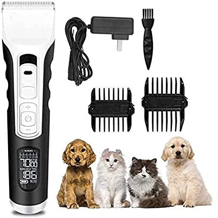 WERCHW Clippers de chien, tondeuses à cheveux électriques sans fil rechargeables, puissant tondeuse à cheveux pour animaux de compagnie Tondeuses de chien Tondeuses Set avec peigne Kit de toilettage d