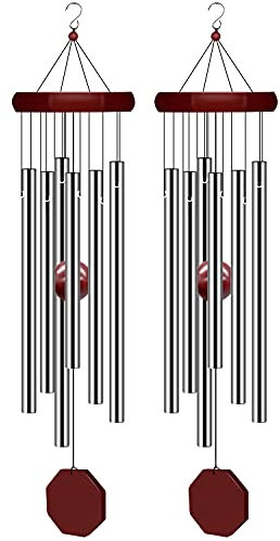 Pgzsy Gedenk-Windspiel, für den Außenbereich, groß, tiefer Ton, Windspiel, personalisierbar mit 6 gestimmten Röhren, Elegantes Klangspiel für Garten, Balkon und Zuhause, 2 Stück