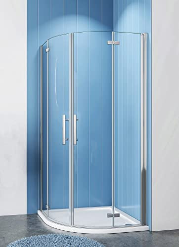 Aica Sanitär Duschkabine 90x90cm Viertelkreis Runddusche Duschabtrennung Dusche mit Duschtasse