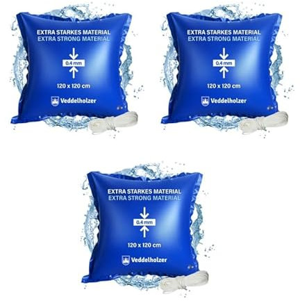 Veddelholzer Coussin gonflable XXL 3 fois 120 x 120 cm avec corde de 12 m - Coussin de piscine d'hiver pour couverture de piscine - Accessoire de piscine - Moyen d'hiver pour toiture de piscine en