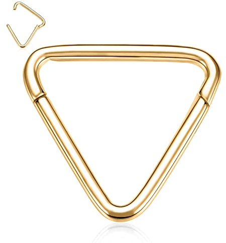 hengkaixuan Dreieck Form Septum Clicker Ring Daith Ohrringe Chirurgenstahl Septum Nasenring Hoop Gold Higned Segment Clicker Ring Rook Ohrringe Helix Knorpel Conch Tragus Piercing Schmuck 8mm