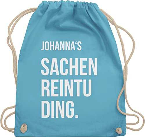 Turnbeutel Rucksack - Taschen - Damen - Sachenreintuding mit Name personalisiert I Sachen Reintu Ding Name | Stoffbeutel mit Spruch - Unisize - Hellblau - personalisierter sportbeutel