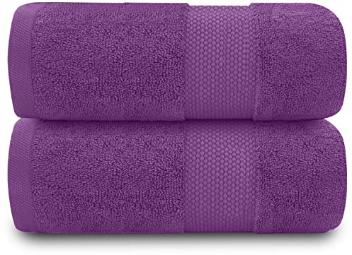 GC GAVENO CAVAILIA Extra großes Badetuch, 2-teilig, 700 g/m², Hotelqualität, ägyptische Baumwolle, extra große Handtücher, 100 x 180 cm, extra weiches Badetuch – Violett