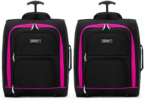 Flight Knight 2er-Set Handgepack-kabinenkoffer, Easyjet-untersitzzulassung, 2 Rader, Leichte Tasche, Ideal Fur Flugreisen, 45 X 36 X 20 cm
