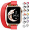 Juntan Double bracelet en cuir compatible avec Apple Watch 38 mm, 40 mm, 41 mm, 42 mm, 44 mm, 45 mm, fin bracelet de montre de rechange pour iWatch SE série 8 7 6 5 4 3 2 1, 42mm/44mm/45mm/49mm