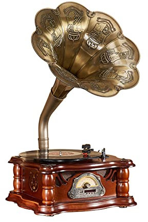 Vintage Grammophon, europäischer Stil, nostalgische Ornamente mit Bluetooth-Sound, kreativer Schallplattenspieler im amerikanischen Stil und Phonograph im alten Stil für Wohnzimmer