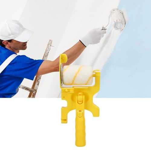 Paint Roller Brush Universal Handle Paint Roller Edger Brush for Easy Color Separation Four-Wheel Design Paint Edger Roller Trimming Roller for Home Room Wall Ceiling Painting