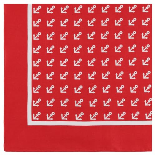 modAS Unisex Vierecktuch ca. 70 x 70 cm bedruckt oder uni - Tuch als modisches Accessoires in Rot mit Anker