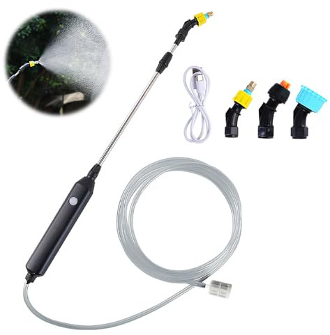 AEUZWR Pulverizador Electrico, Pulverizador Electrico Jardin, Pulverizador Bateria, Pulverizadores Inalámbricos con 3 Boquillas Regulable y 5M Manguera, USB Recargable, para Regar Plantas
