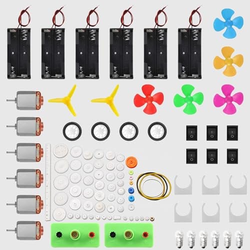 Xmart 103 Pezzi Kit Circuito Elettrico Scuola Media Bambini Mini Motori Circuiti Kit Motori Dc per Esperimenti Di Fisica Esperimenti Elettrici Progetti Scientifici Fai-Da-Te