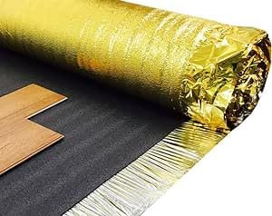 Lot de 6 sous-couches acoustiques Sonic dorées, 5 mm d'épaisseur, choisissez n'importe quelle taille, pour tous les sols en bois, stratifiés, membrane anti-humidité, excellente isolation phonique et