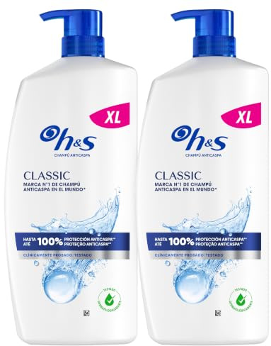H&S Classic Champú Anticaspa, Todo Tipo de Pelo y Cuero Cabelludo, 2x800ml | Con Dispensador, Hasta 100% de Protección contra la Caspa, Sensación de Frescor, Clínicamente Probado, Apto para Uso Diario