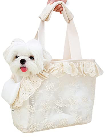 ONECUTE Hundetasche/Tragetasche für Hunde, Spitze, klein, für Hunde und Katzen und Kaninchen, Beige (24 * 15 * 23 cm)