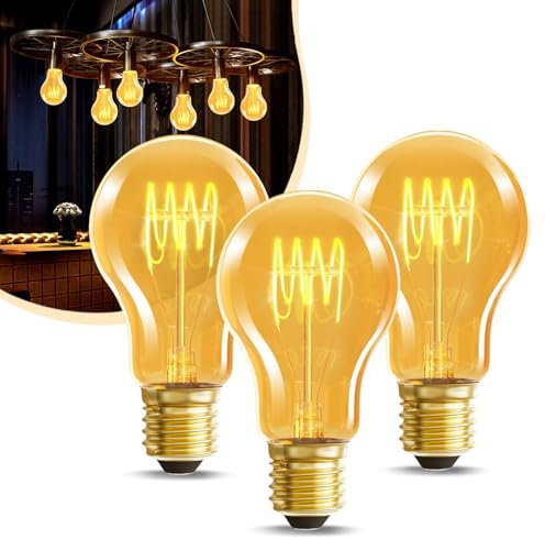 NUODIFAN Edison Dimmbar Vintage Glühbirne E27, A60 Retro E27 LED Warmweiss Lampe leuchtmittel e27 Glühbirne, Antike LED Birne, Dekorative Energiesparlampe