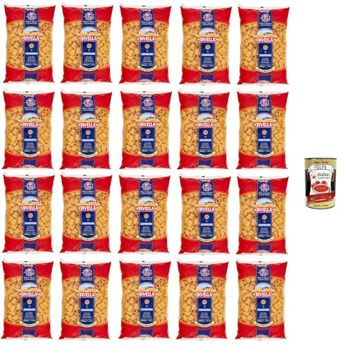 Italian Gourmet Mezze Maniche N°55 Pasta, italienische Nudeln, 20 x 500g | Semola di grano duro, aus Hartweizengrieß, ideale per sughi densi und, Gesamtnettogewicht 10 kg + Kostenlos Polpa 400g