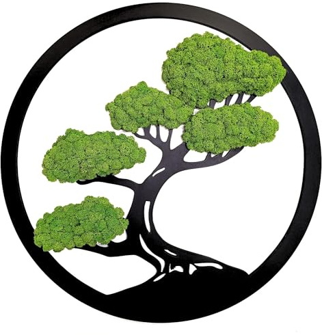 Scandinavian Moss Moosbilder in Form Eines Baumes - Schön Aussehender Wand Baum - Bringen Sie Leben Ihre Wohnung - Wandbild aus Natürlichen Rohstoffen und Deko Moos 50cm