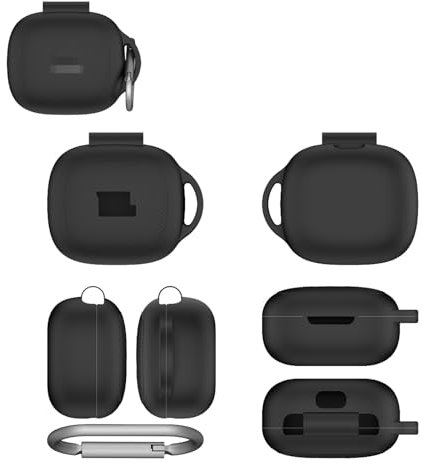 TEHAOUU Silicone Case for JBL Live Pro 2 Bluetooth Headphone Protective Case Soft Waterproof Anti-Drop Cover Charging Port Accessible with Keychain (Black)