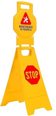Berry Maintenance in Progress Floor Stop Sign |100CM Foldable Safety Warning Sign - Yellow | Durable Plastic Type A Board for Workshops, Businesses, Restaurants, Shopping Centres & Public Areas
