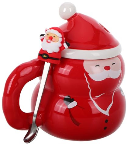 CPCPC Tazza da caffè, Babbo Natale, tazze da tè natalizie, 2 set di tazze in ceramica, cucchiaio for caffè, tazza da caffè espresso for ufficio, scuola, casa, uomo e donna unici