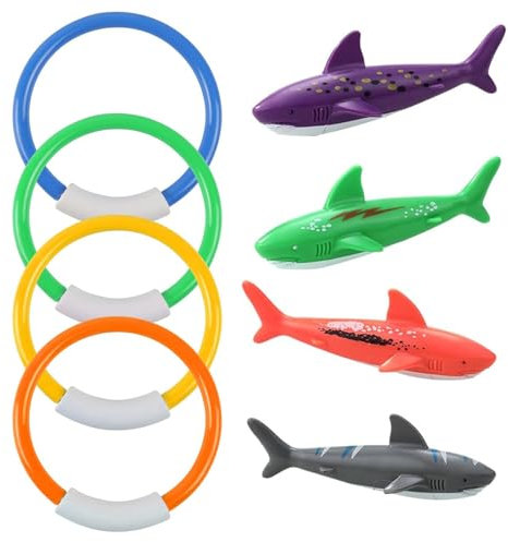 Giutsaull Anelli da Immersione, Giocattoli per Immersioni, 8pcs, Bambini, Avventura Sottomarina