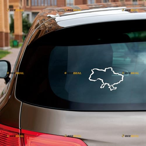 Ukraine Karte Aufkleber Decal Vinyl Ukrainisch Umriss Silhouette - 2er Pack Weiß 10,2cm - für Auto Boot Laptop Becher Ohne Hintergrund Konturschnitt