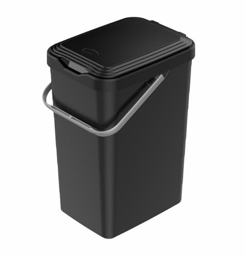 eacommerce - Pattumiera Sottolavello Differenziata | Bidoncino con Maniglia | Adatta a Cassetti Cucina | Capacità 14L | Nera | Misure 27x20x39H cm