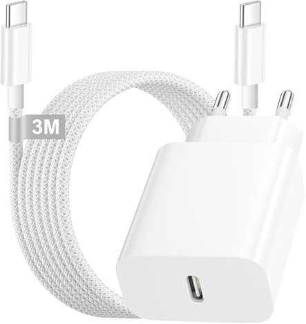 25W USB C Ladegerät und USB C Kabel für iPhone 17/16/15/16 Plus/15/15 16 Pro/15 Pro Max/15 Plus/iPad, Ladegerät Schnellladegerät iPhone Netzteil Stecker USB Typ C Adapter mit Apple Ladekabel 3M