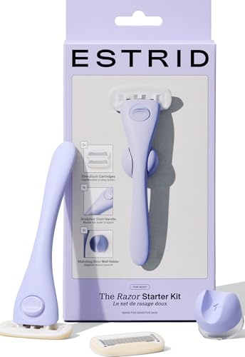 Estrid Rasierer Starterset, Damenrasierer Set mit 5-Klingen System, Veganer Feuchtigkeitsstreifen, Wandhalterung (Space) - 2026
