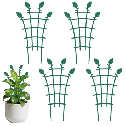 4 PCS Small Trellis for Potted Plants,Stackable Plant Trellis,Adjustable Trellis for Houseplants,Superimposed Plastic Climbing Plant Support, for Plant Support Stakes for Pothos, Ivy, Vine Plants