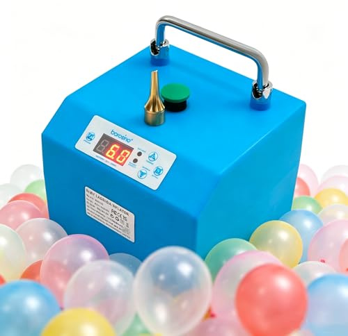 Bomba eléctrica para globos con 2 modos de bombeo (manual/semiautomática), portátil, con interruptor de pie, con boquilla de cobre y pantalla LCD