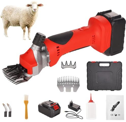 Esquiladora InaláMbrica 550W para Ovejas, Esquiladora EléCtrica Profesional para Ovejas, con 1 BateríAs Litio Recargables, Esquiladora Ligera Para Animales, para Alpacas, Cabras, Ganado,13-tooth