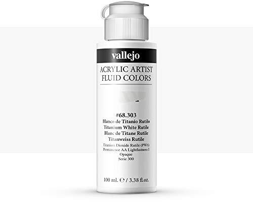 Vallejo Acrylic Fluid Color 68303 Titanium White Rutile (100ml)