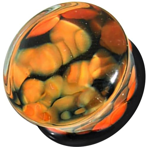 Orange Pebble in Pyrex Glas Doppel ausgestellte Messgerät Ohr Piercing Plug