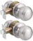 Probrico Brushed Nickel 2 Pack Passage Door Knobs, Interior Door Knobs, Keyless Door Knobs for Hallway