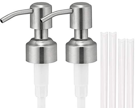 Satisfounder 304 Edelstahl Seifenspender-Pumpe, 2 Stück, rostfreie Seifen- und Lotion-Pumpe für Ihre Küche, Badezimmer, Seifenspender, passend Standard 227 ml 453 Boston Round 28/400 Flaschenhals.