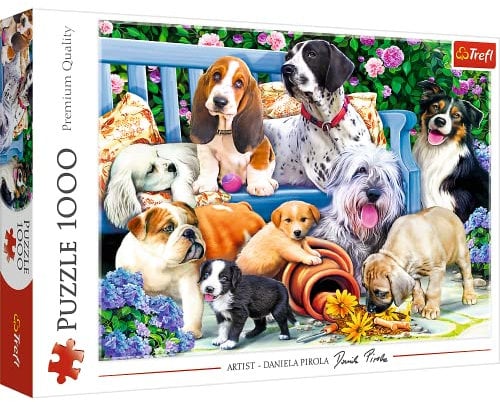 Trefl, Puzzle, Hunde im Garten, 1000 Teile, Premium Quality, für Erwachsene und Kinder ab 12 Jahren, Farbig