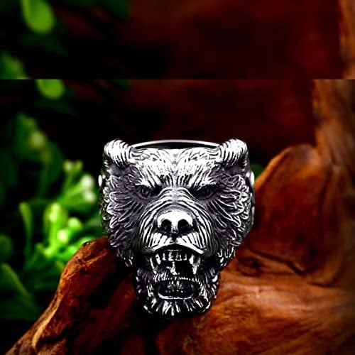 DAOMEI Men Thor Hammer Mjolnir Viking Bear Ring Amulet Hammer Scandinavian Kolye Norse Man`s Jewelry