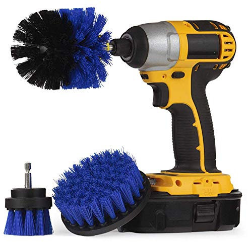 Bond Hardware Set Of 3 Drill Brush Attachment Power Scrubber Cleaning Kit All Purpose for Bathroom Surfaces, Grout, Floor, Tub, Shower, Tile, Corners, Kitchen - Fits Most Drills, Blue