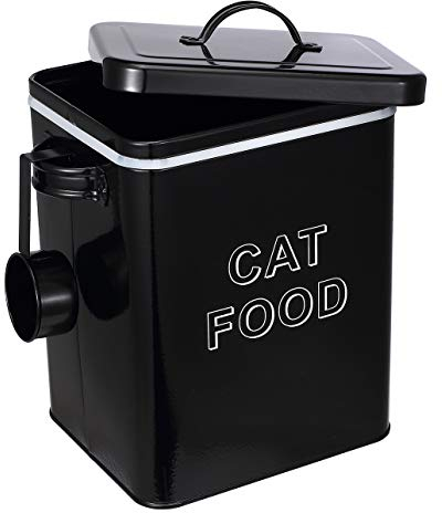 Pethiy - Contenedor para Comida y golosinas para gatos, con herméticas Tapa y Pala, Cajas Almacenamiento para Alimentos para mascotas,Capacidad 2,5kgs-Negro