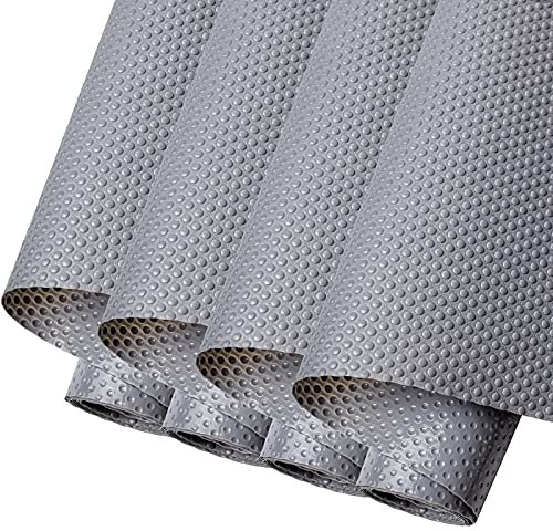 Schubladenmatte Zuschneidbar Grau, 4 Rolle Antirutschmatte Küchenschublade Schubladen Küche Schrankfolie Antirutschfolie Einlagen Schrankpapier Abwischbar Schwarz Küchenschrank Unterlage Rutschmatte