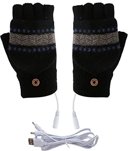 iFCOW USB Heated Gloves - Half Fingerless USB Heater Mittens Winter Hands Warmer Laptop Gloves