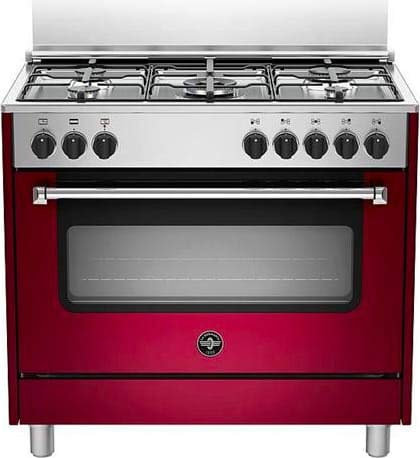 Cucina a gas con forno elettrico con grill, 90x60 cm, N° 5 fuochi, colore rosso